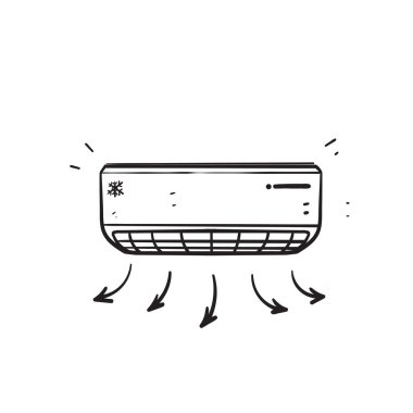 hand drawn doodle air conditioner illustration icon vector