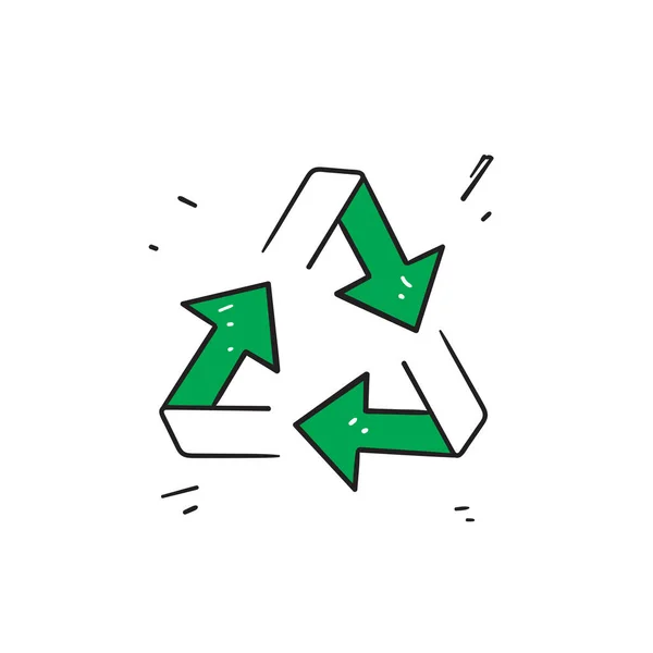 Hand Drawn Doodle Organic Recycle Icon Illustration Vector — Stockvector