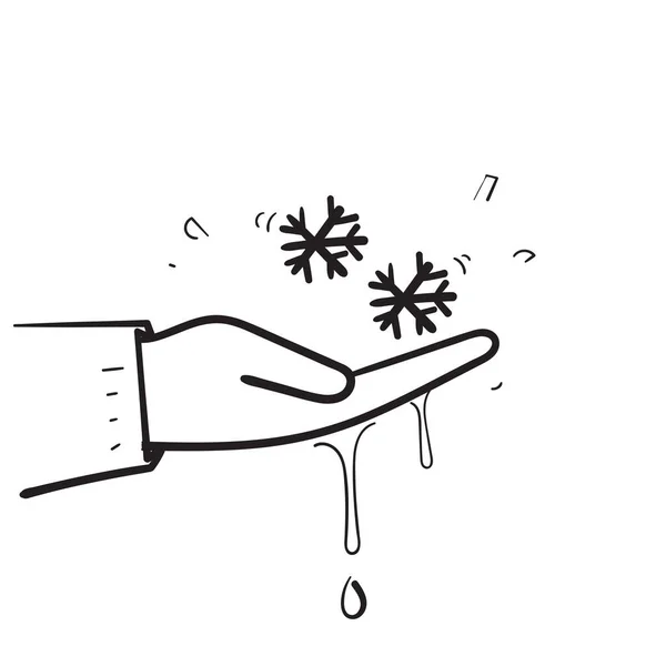 Hand Drawn Doodle Snowflake Defrost Illustration Vector — ストックベクタ