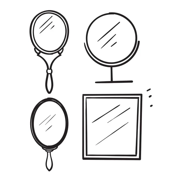 Hand Drawn Doodle Mirror Illustration Vector Isolated — 스톡 벡터