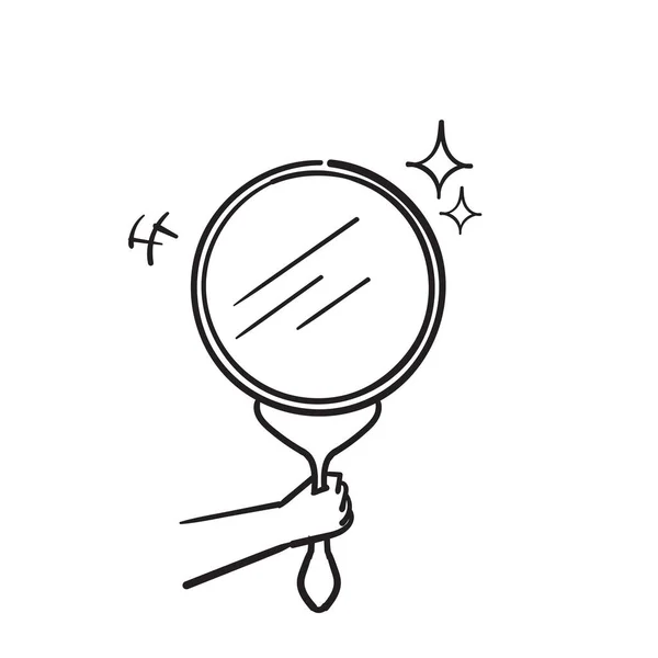 Hand Drawn Doodle Mirror Illustration Vector Isolated — 스톡 벡터