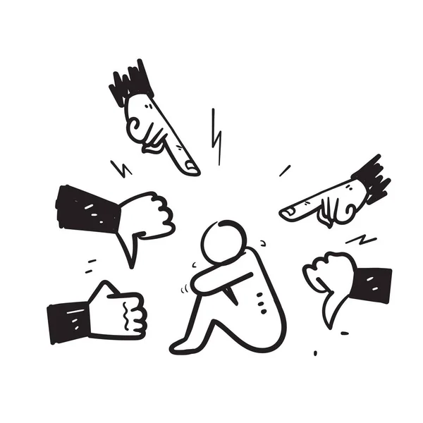 Hand Drawn Doodle Social Bullying Icon Concept Illustration Vector — ストックベクタ