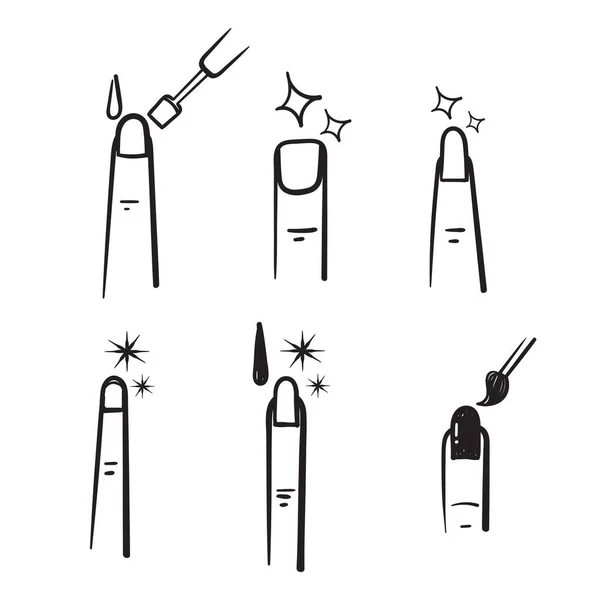 Hand Drawn Doodle Nail Care Illustration Icon Vector — Stok Vektör