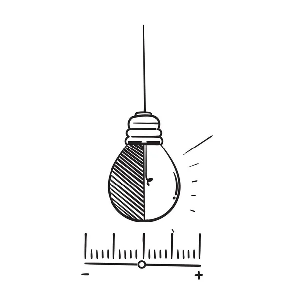 Hand Drawn Doodle Bulb Light Level Illustration Vector — Image vectorielle