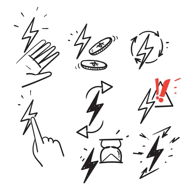 Hand Drawn Doodle Simple Set Energy Related Illustration Icon — Image vectorielle