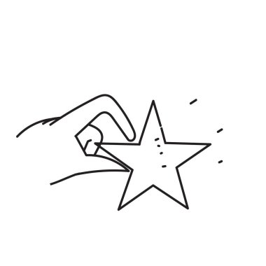 hand drawn doodle hand and star shape illustration vector isolated