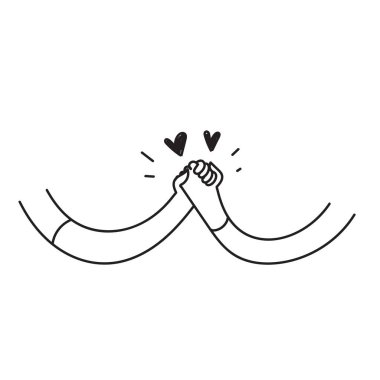 hand drawn doodle holding hands illustration vector
