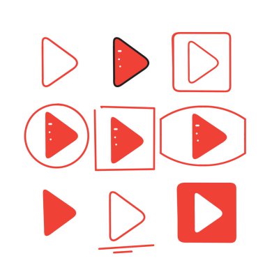 El çizimi doodle çalma düğmesi çizim vektörü izole