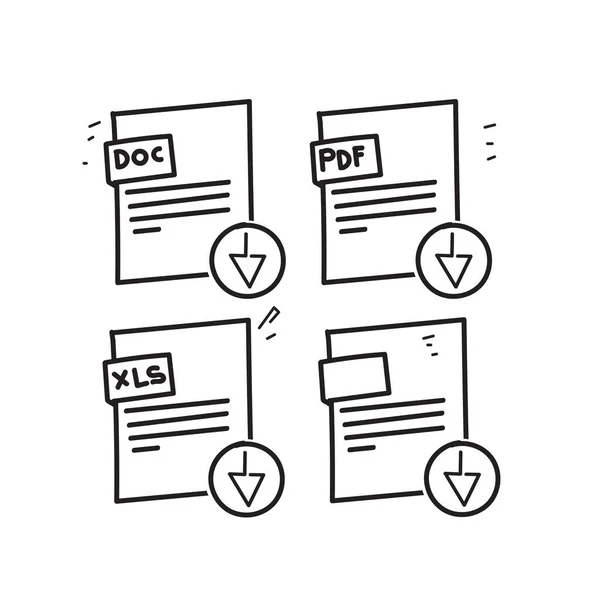 Dessin Main Doodle Fichier Document Icônes Illustration — Image vectorielle
