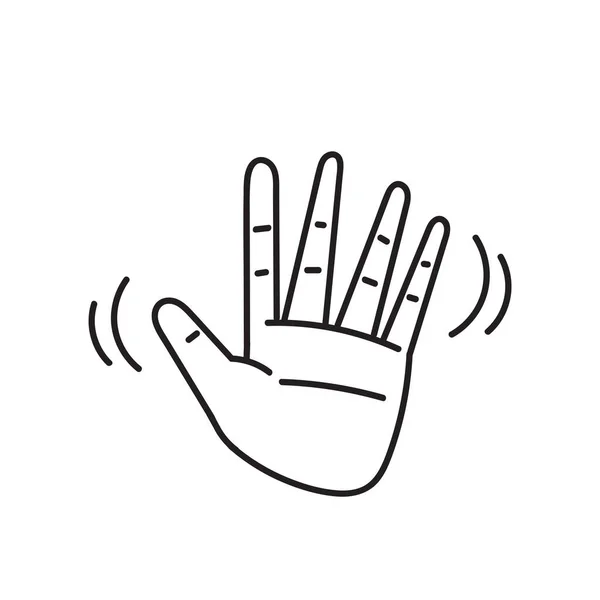 Hand Gezeichnet Doodle Hand Winkt Hallo Illustration Vektor — Stockvektor