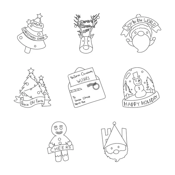 Çizgi film resimli noel ikonu vektörü koleksiyonu