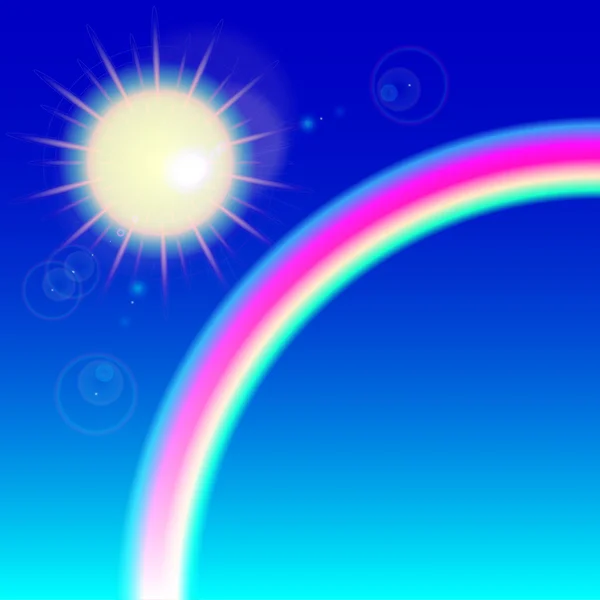 Soleil avec arc-en-ciel — Image vectorielle