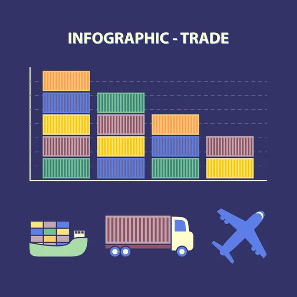 Disminución del comercio mundial — Vector de stock