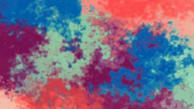 abstract animated twinkling stained background full HD seamless loop video - watercolor splotch liquid effect - color turquoise blue salmon pink orange purple mint green