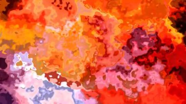 abstract animated twinkling stained background full HD seamless loop video - watercolor splotch liquid effect - color fiery red orange ping violet purple