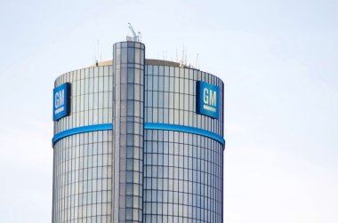 Detroit, 6 Nisan 2014: bina, general Motors'un gm karargahı, Rönesans Merkezi, 6 Nisan 2014 şehir detroit