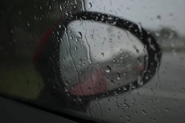 Voyage Voiture Dans Une Journée Nuageuse — Photo