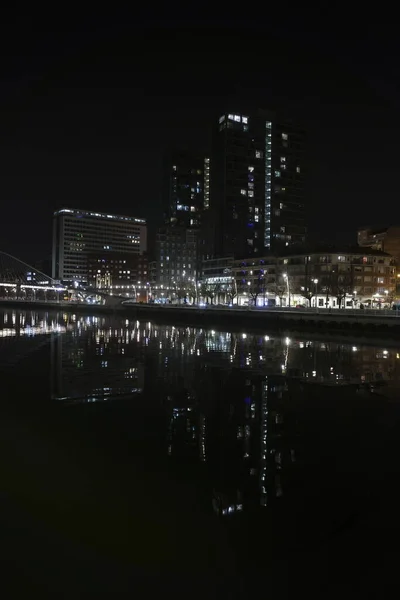 Innenstadt Von Bilbao Bei Nacht — Stockfoto