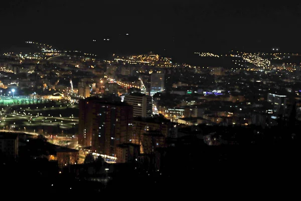 Bilbao Vista Desde Una Colina Por Noche — Foto de Stock