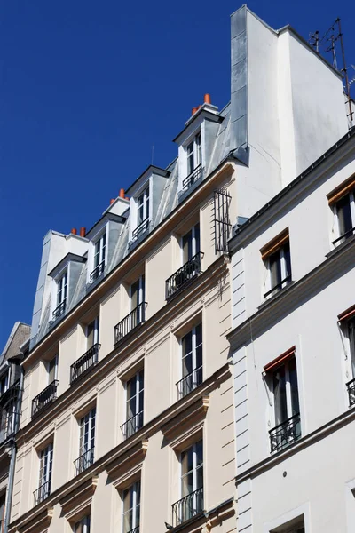 Facade of a classic apartment building in Paris