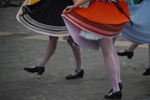 Словацкая Выставка Народного Танца Улице — стоковое фото