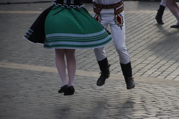 Словацкая Выставка Народного Танца Улице — стоковое фото