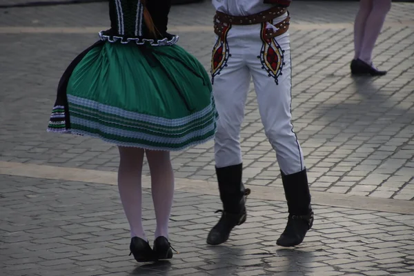 Dança Folclórica Eslovaca Durante Uma Performance — Fotografia de Stock