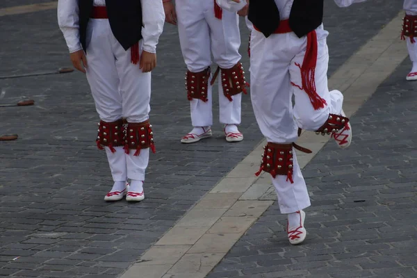 Baskický Lidový Tanec Pouličním Festivalu — Stock fotografie