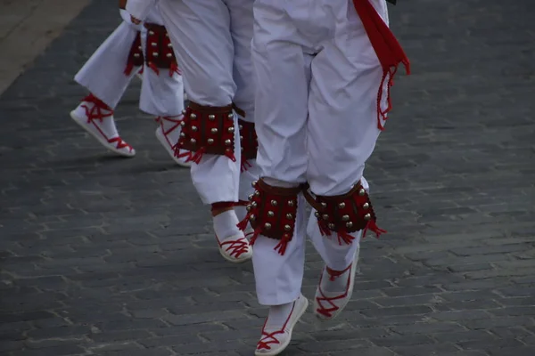 Баскський Народний Танець Вуличному Фестивалі — стокове фото