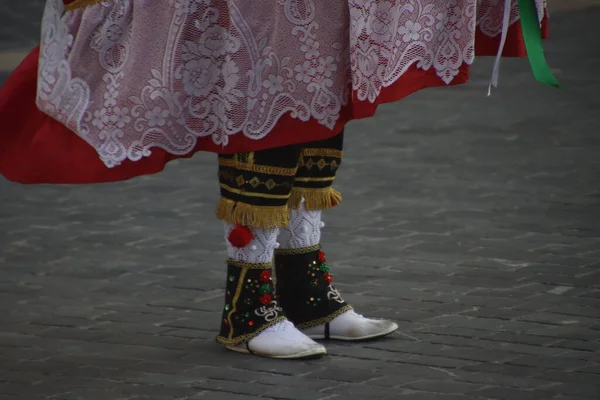 Baskický Lidový Tanec Pouličním Festivalu — Stock fotografie