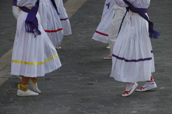 Ballo Popolare Basco Festival Strada — Foto Stock