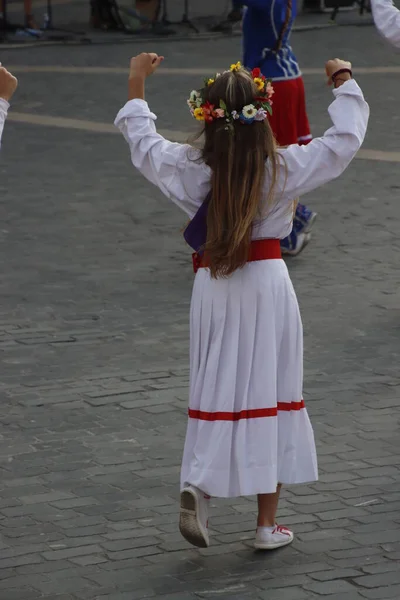 Baskijski Taniec Ludowy Festiwalu Ulicznym — Zdjęcie stockowe