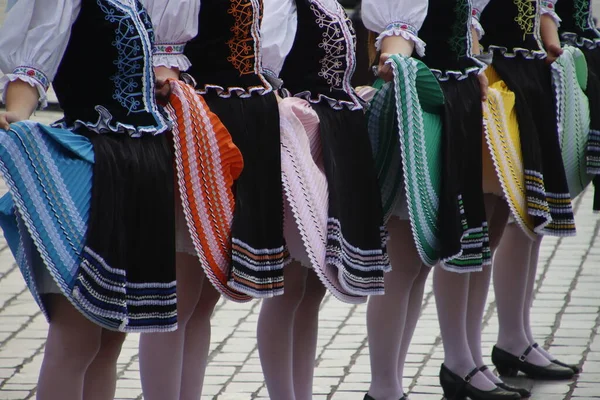 Exhibición Danza Folclórica Eslovaca Calle Imagen de stock