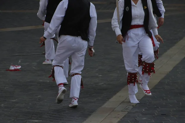 Tradycyjny Taniec Baskijski Festiwalu Ulicznym — Zdjęcie stockowe