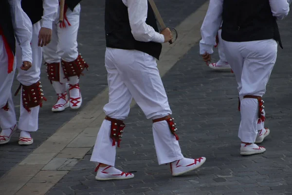 Traditionele Baskische Dans Een Straatfestival — Stockfoto