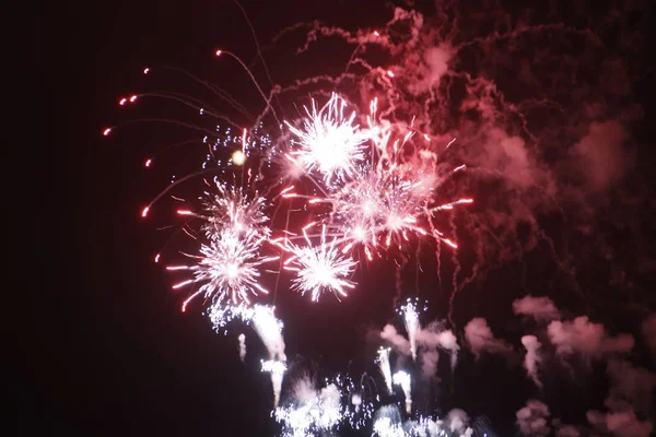 Exposição Fogos Artifício Céu Noturno — Fotografia de Stock