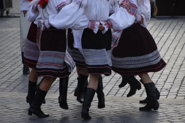 Slovak folk dance in a street festival