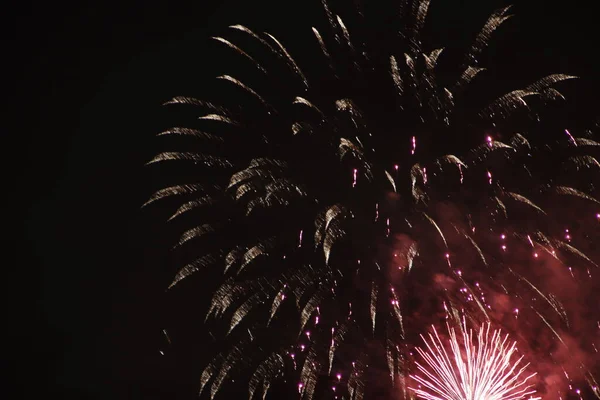 Exposição Fogos Artifício Céu Noturno — Fotografia de Stock