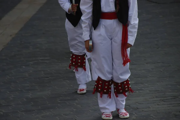 Баскский Народный Танцор Уличном Фестивале — стоковое фото