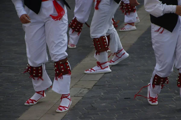 Baskisk Folkdansare Gatufestival — Stockfoto