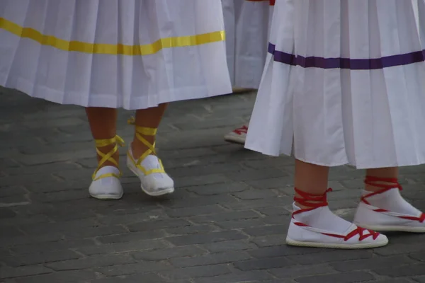 Baskische Volksdanser Een Straatfestival — Stockfoto