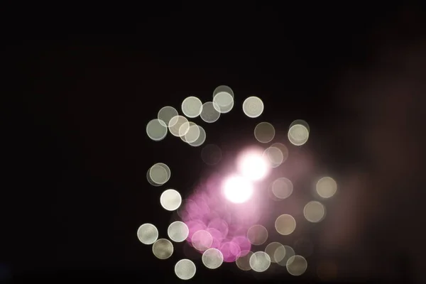 Fuegos Artificiales Noche Con Efecto Bokeh — Foto de Stock