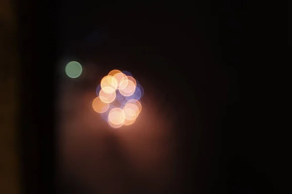 Феєрверк Вночі Ефектом Боке — стокове фото