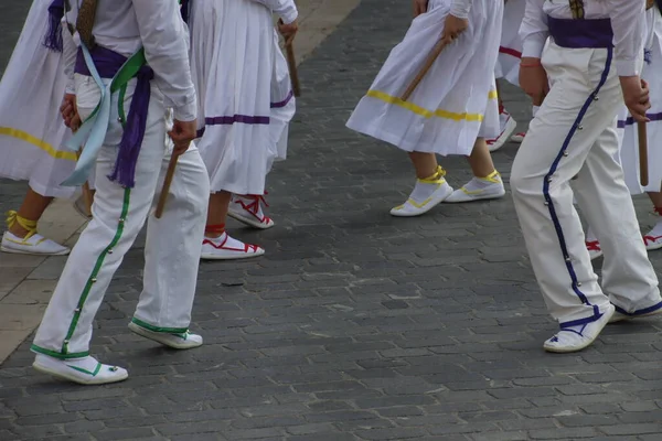 Basque Έκθεση Λαϊκού Χορού Στο Δρόμο — Φωτογραφία Αρχείου