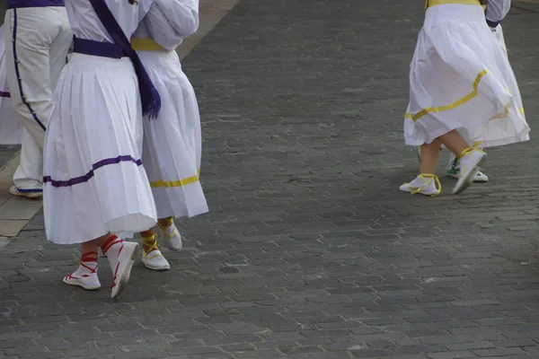 Exposition Danse Folklorique Basque Dans Rue — Photo