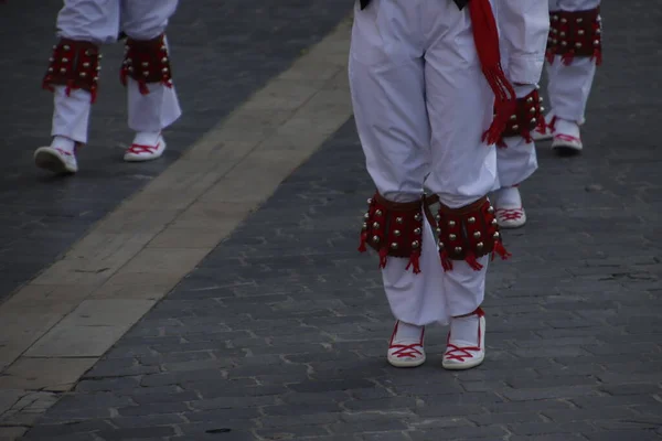 Exposition Danse Folklorique Basque Dans Rue — Photo