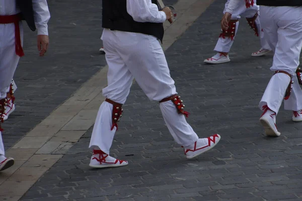 Exposition Danse Folklorique Basque Dans Rue — Photo