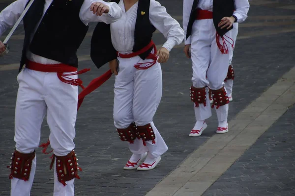 Baskische Volkstanzausstellung Auf Der Straße — Stockfoto