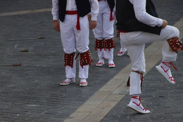 Baskisk Folkdansutställning Gatan — Stockfoto