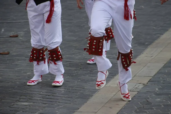 Baskická Lidová Taneční Výstava Ulici — Stock fotografie